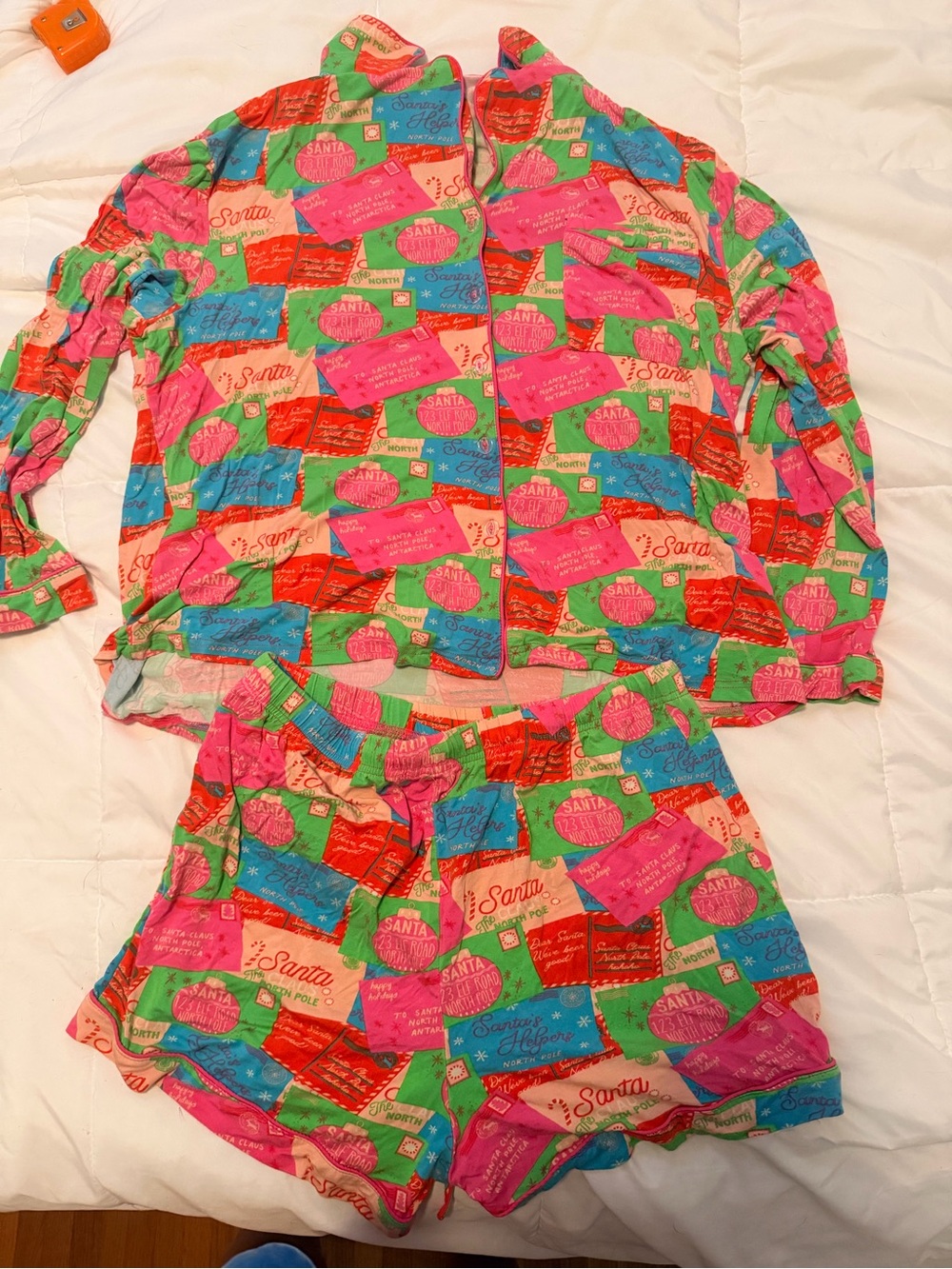 Women’s Holiday Patchwork Pajama Set - Pink, Green & Blue
